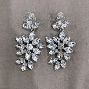 Wedding earring bling crystal flower silver new